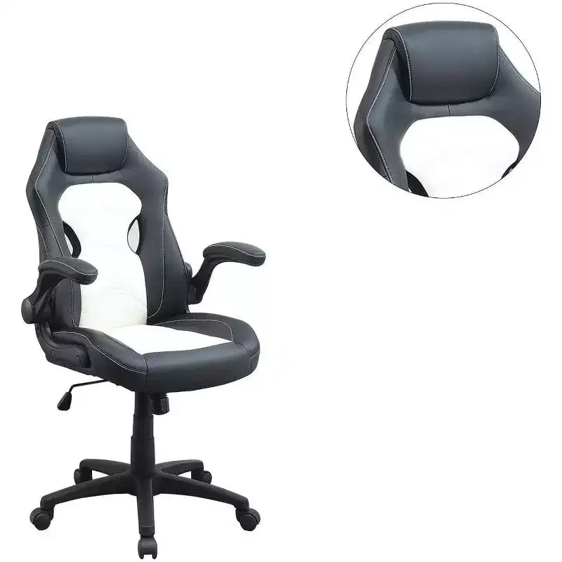 Chaise de bureau Okak réglable en hauteur, chaise de bureau rembourrée avec roulettes, chaise de jeu confortable pour le bureau, le studio, la salle de jeux