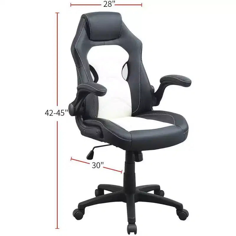 Chaise de bureau Okak réglable en hauteur, chaise de bureau rembourrée avec roulettes, chaise de jeu confortable pour le bureau, le studio, la salle de jeux
