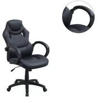 Chaise de bureau Okak réglable en hauteur, chaise de bureau rembourrée avec roulettes, chaise de jeu confortable pour le bureau, le studio, la salle de jeux