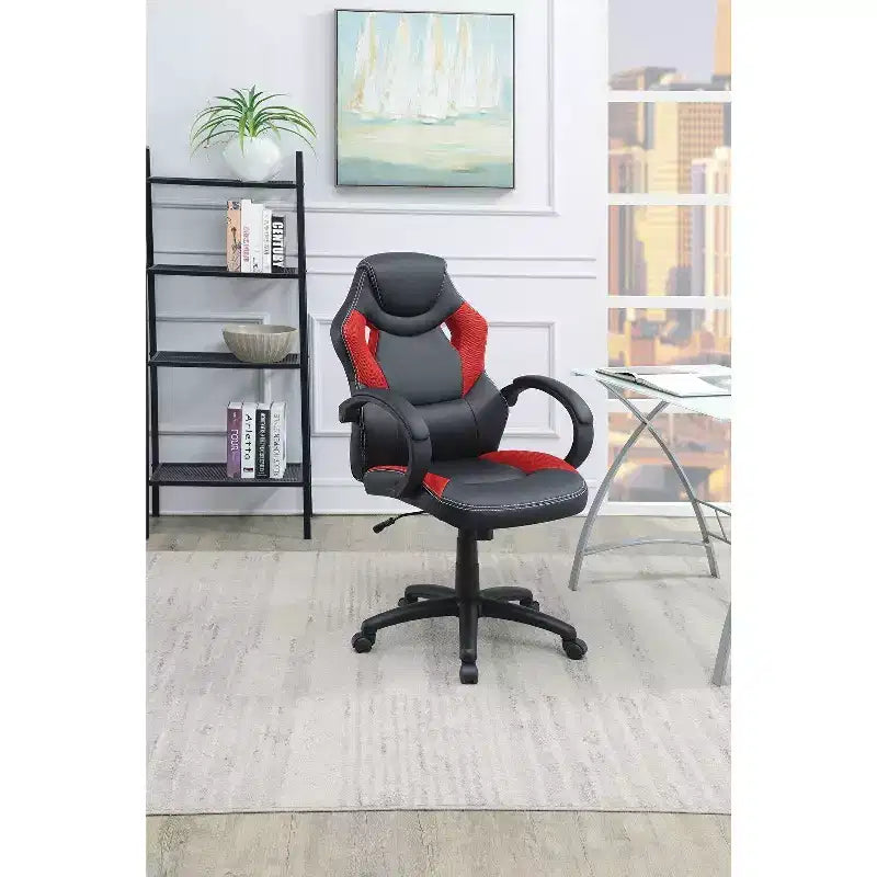 Chaise de bureau Okak réglable en hauteur, chaise de bureau rembourrée avec roulettes, chaise de jeu confortable pour le bureau, le studio, la salle de jeux