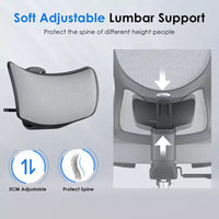 Chaise de bureau ergonomique Okak, chaise de bureau en maille avec appui-tête, support lombaire et accoudoirs réglables, chaise de jeu à dossier haut pour le bureau, la maison