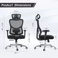 Chaise de bureau ergonomique Okak, chaise de bureau en maille avec appui-tête, support lombaire et accoudoirs réglables, chaise de jeu à dossier haut pour le bureau, la maison