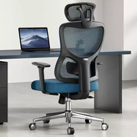 Chaise de bureau ergonomique Okak, chaise de bureau en maille avec appui-tête, support lombaire et accoudoirs réglables, chaise de jeu à dossier haut pour le bureau, la maison