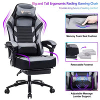Chaise de jeu Okak à dossier haut, chaise de bureau ergonomique avec repose-pieds pliable, chaise confortable réglable en hauteur pour l'étude, la salle de jeu