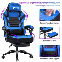 Chaise de jeu Okak à dossier haut, chaise de bureau ergonomique avec repose-pieds pliable, chaise confortable réglable en hauteur pour l'étude, la salle de jeu