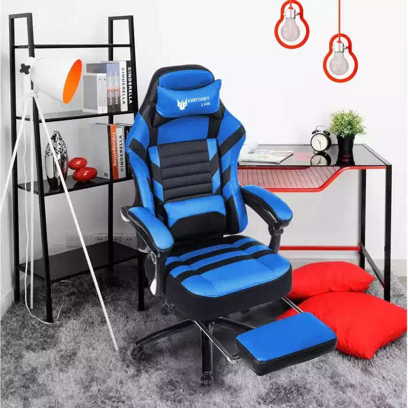 Chaise de jeu Okak à dossier haut, chaise de bureau ergonomique avec repose-pieds pliable, chaise confortable réglable en hauteur pour l'étude, la salle de jeu