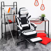 Chaise de jeu Okak à dossier haut, chaise de bureau ergonomique avec repose-pieds pliable, chaise confortable réglable en hauteur pour l'étude, la salle de jeu