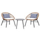 LAUSAINT Ensemble bistro 3 pièces en osier pour la maison, 2 chaises larges et table basse, parfait pour le porche, le jardin, le balcon