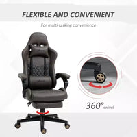 Chaise gaming Okak à dossier haut avec appui-tête, chaise d'ordinateur avec soutien lombaire et repose-pieds, chaise de bureau pour l'étude, la salle de lecture