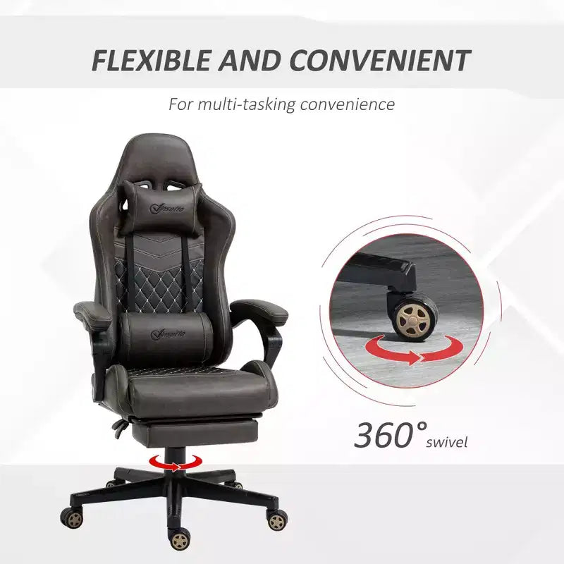 Chaise gaming Okak à dossier haut avec appui-tête, chaise d'ordinateur avec soutien lombaire et repose-pieds, chaise de bureau pour l'étude, la salle de lecture