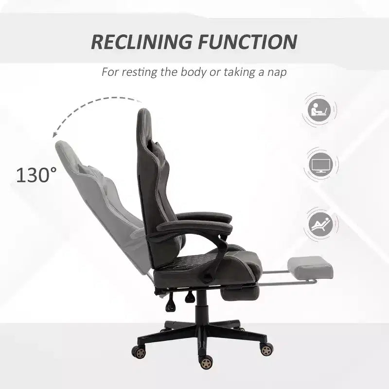 Chaise gaming Okak à dossier haut avec appui-tête, chaise d'ordinateur avec soutien lombaire et repose-pieds, chaise de bureau pour l'étude, la salle de lecture