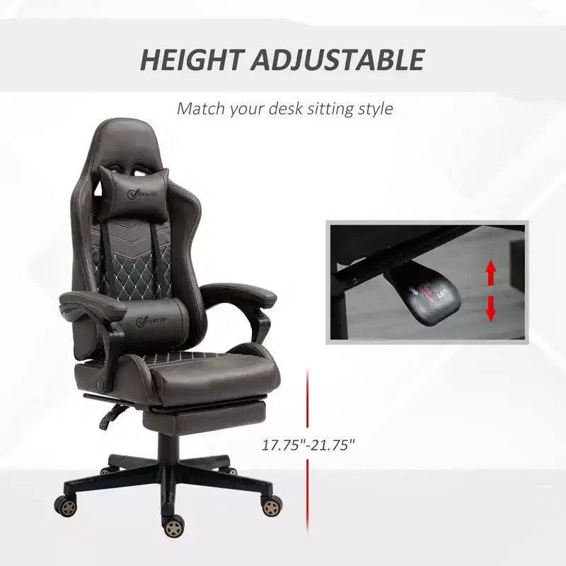 Chaise gaming Okak à dossier haut avec appui-tête, chaise d'ordinateur avec soutien lombaire et repose-pieds, chaise de bureau pour l'étude, la salle de lecture