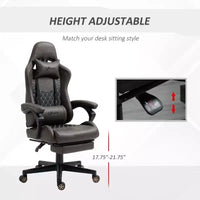 Chaise gaming Okak à dossier haut avec appui-tête, chaise d'ordinateur avec soutien lombaire et repose-pieds, chaise de bureau pour l'étude, la salle de lecture