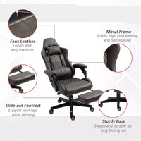 Chaise gaming Okak à dossier haut avec appui-tête, chaise d'ordinateur avec soutien lombaire et repose-pieds, chaise de bureau pour l'étude, la salle de lecture