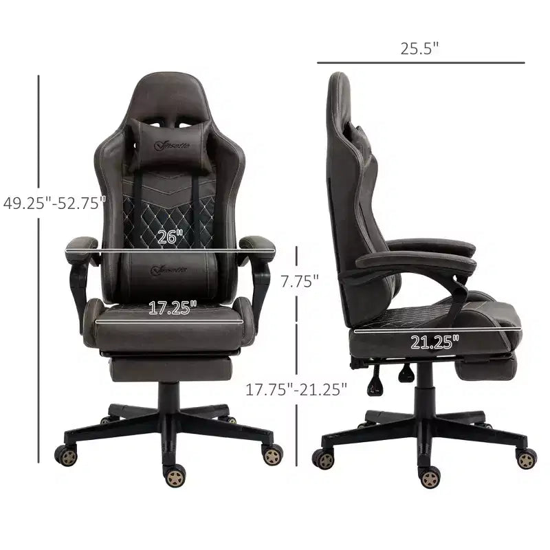 Chaise gaming Okak à dossier haut avec appui-tête, chaise d'ordinateur avec soutien lombaire et repose-pieds, chaise de bureau pour l'étude, la salle de lecture