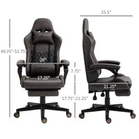 Chaise gaming Okak à dossier haut avec appui-tête, chaise d'ordinateur avec soutien lombaire et repose-pieds, chaise de bureau pour l'étude, la salle de lecture