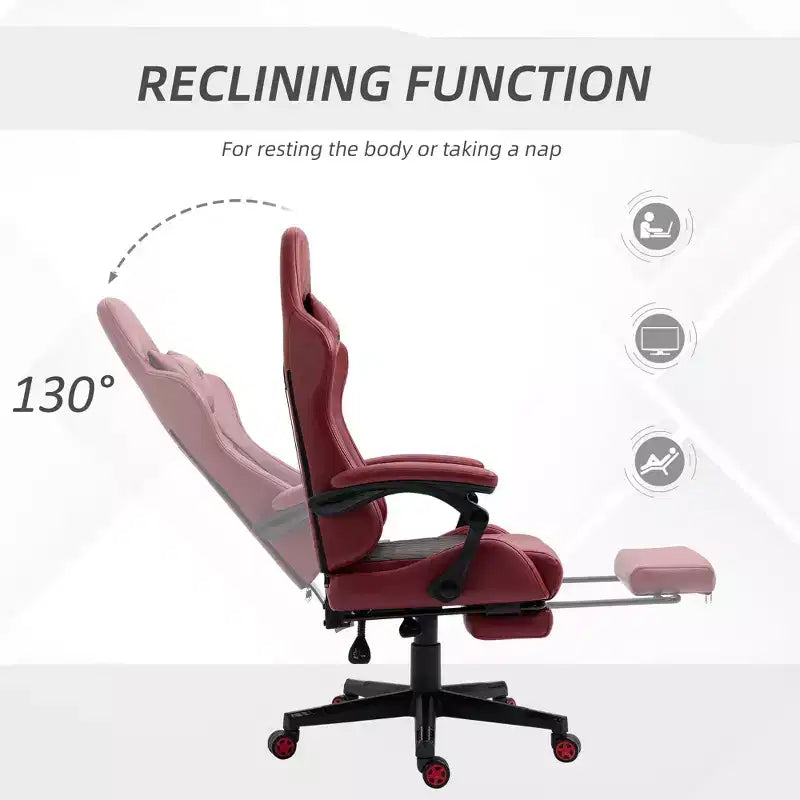 Chaise gaming Okak à dossier haut avec appui-tête, chaise d'ordinateur avec soutien lombaire et repose-pieds, chaise de bureau pour l'étude, la salle de lecture