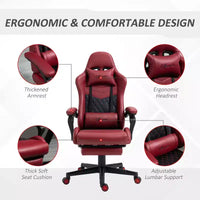 Chaise gaming Okak à dossier haut avec appui-tête, chaise d'ordinateur avec soutien lombaire et repose-pieds, chaise de bureau pour l'étude, la salle de lecture