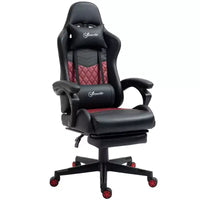 Chaise gaming Okak à dossier haut avec appui-tête, chaise d'ordinateur avec soutien lombaire et repose-pieds, chaise de bureau pour l'étude, la salle de lecture