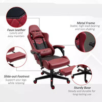 Chaise gaming Okak à dossier haut avec appui-tête, chaise d'ordinateur avec soutien lombaire et repose-pieds, chaise de bureau pour l'étude, la salle de lecture