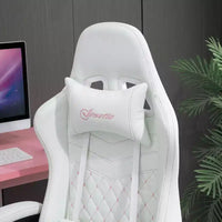 Chaise gaming Okak à dossier haut avec appui-tête, chaise d'ordinateur avec soutien lombaire et repose-pieds, chaise de bureau pour l'étude, la salle de lecture