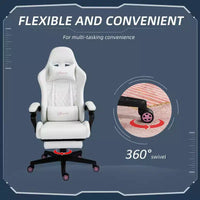 Chaise gaming Okak à dossier haut avec appui-tête, chaise d'ordinateur avec soutien lombaire et repose-pieds, chaise de bureau pour l'étude, la salle de lecture