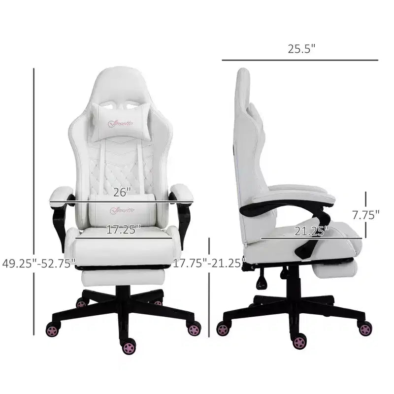 Chaise gaming Okak à dossier haut avec appui-tête, chaise d'ordinateur avec soutien lombaire et repose-pieds, chaise de bureau pour l'étude, la salle de lecture