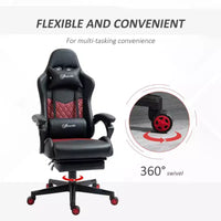 Chaise gaming Okak à dossier haut avec appui-tête, chaise d'ordinateur avec soutien lombaire et repose-pieds, chaise de bureau pour l'étude, la salle de lecture