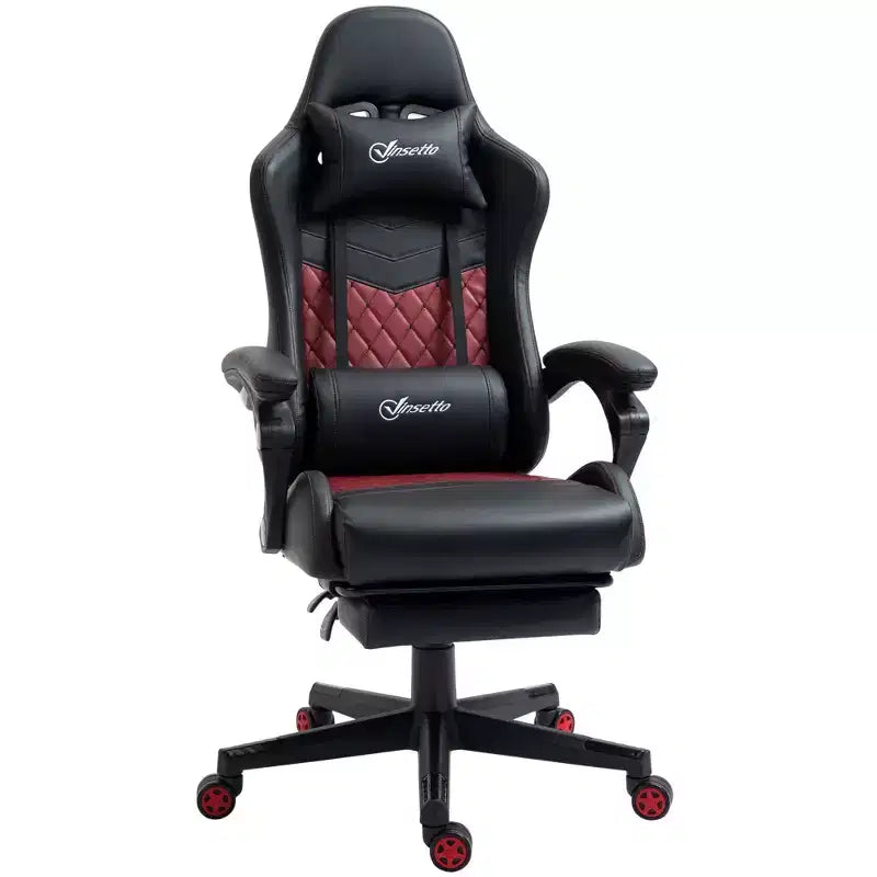 Chaise gaming Okak à dossier haut avec appui-tête, chaise d'ordinateur avec soutien lombaire et repose-pieds, chaise de bureau pour l'étude, la salle de lecture