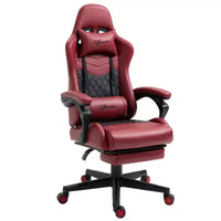 Chaise gaming Okak à dossier haut avec appui-tête, chaise d'ordinateur avec soutien lombaire et repose-pieds, chaise de bureau pour l'étude, la salle de lecture