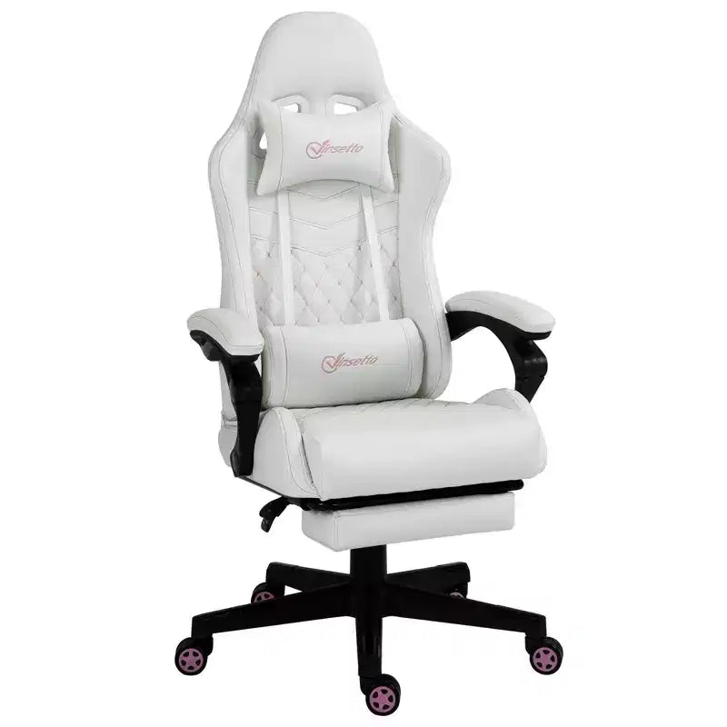 Chaise gaming Okak à dossier haut avec appui-tête, chaise d'ordinateur avec soutien lombaire et repose-pieds, chaise de bureau pour l'étude, la salle de lecture