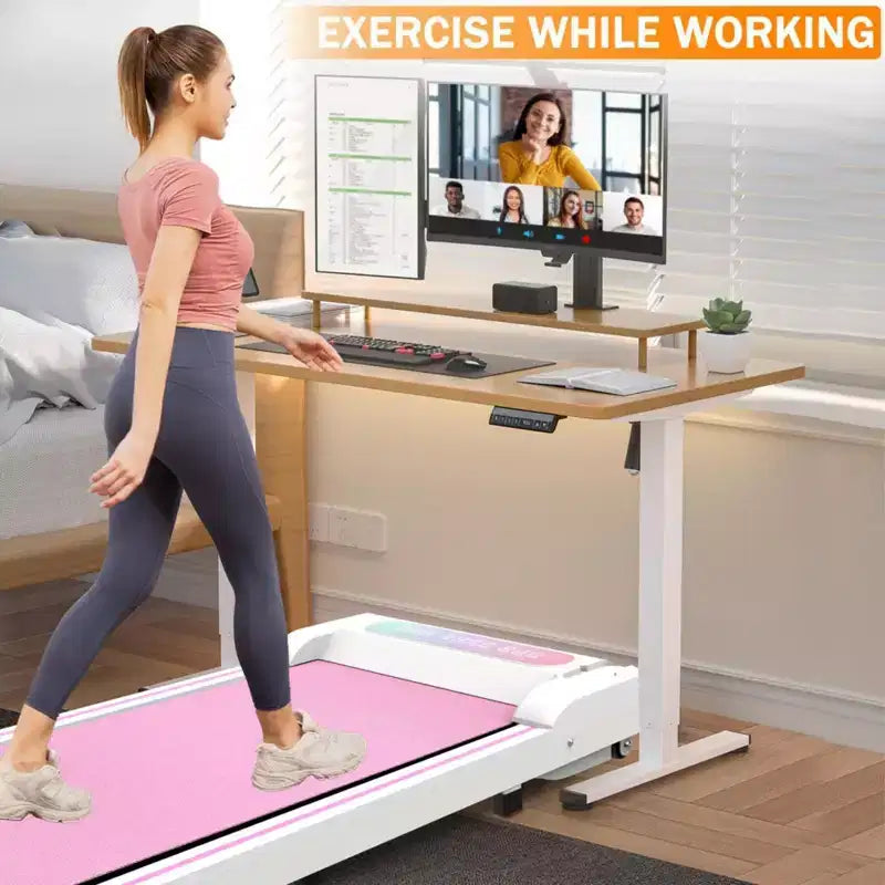 Tapis de course portatif NAYSAYE, entraîneur d'exercice, machine de marche et jogging pour la maison et le bureau, rose, 43,5*19,5*3,5