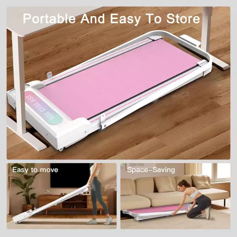 Tapis de course portatif NAYSAYE, entraîneur d'exercice, machine de marche et jogging pour la maison et le bureau, rose, 43,5*19,5*3,5