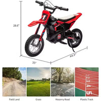 Moto tout-terrain électrique Acekool pour enfants, vitesse rapide, siège en cuir confortable, jouet d'extérieur, pneus gonflables