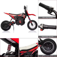 Moto tout-terrain électrique Acekool pour enfants, vitesse rapide, siège en cuir confortable, jouet d'extérieur, pneus gonflables