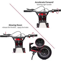 Moto tout-terrain électrique Acekool pour enfants, vitesse rapide, siège en cuir confortable, jouet d'extérieur, pneus gonflables