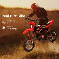 Moto tout-terrain électrique Acekool pour enfants, vitesse rapide, siège en cuir confortable, jouet d'extérieur, pneus gonflables