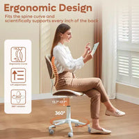 Chaise de Bureau Ergonomique sans Accoudoirs Bestier Bentwood, Chaise de Table Confortable avec Support Lombaire, Chaise de Bureau à Roulettes Réglable en Hauteur en Cuir PU