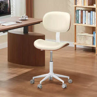 Chaise de Bureau Ergonomique sans Accoudoirs Bestier Bentwood, Chaise de Table Confortable avec Support Lombaire, Chaise de Bureau à Roulettes Réglable en Hauteur en Cuir PU