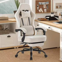 Chaise de jeu d'ordinateur MAYEERTY avec support lombaire Hauteur réglable Roues rotatives à 360° Accoudoirs et appuie-tête inclus