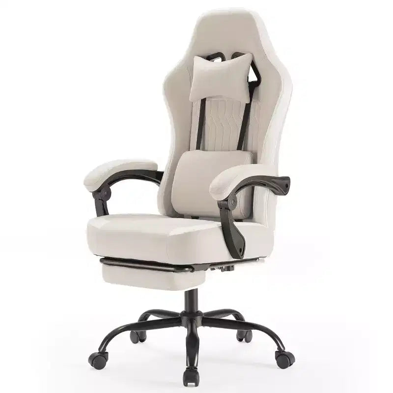 Chaise de jeu d'ordinateur MAYEERTY avec support lombaire Hauteur réglable Roues rotatives à 360° Accoudoirs et appuie-tête inclus