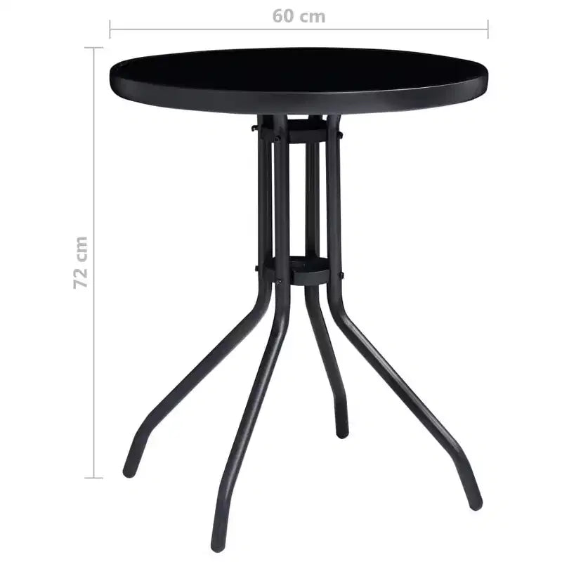 vidaXL Ensemble bistro Noir Aluminium thermolaqué, textilène, verre, acier