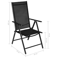 vidaXL Ensemble bistro Noir Aluminium thermolaqué, textilène, verre, acier