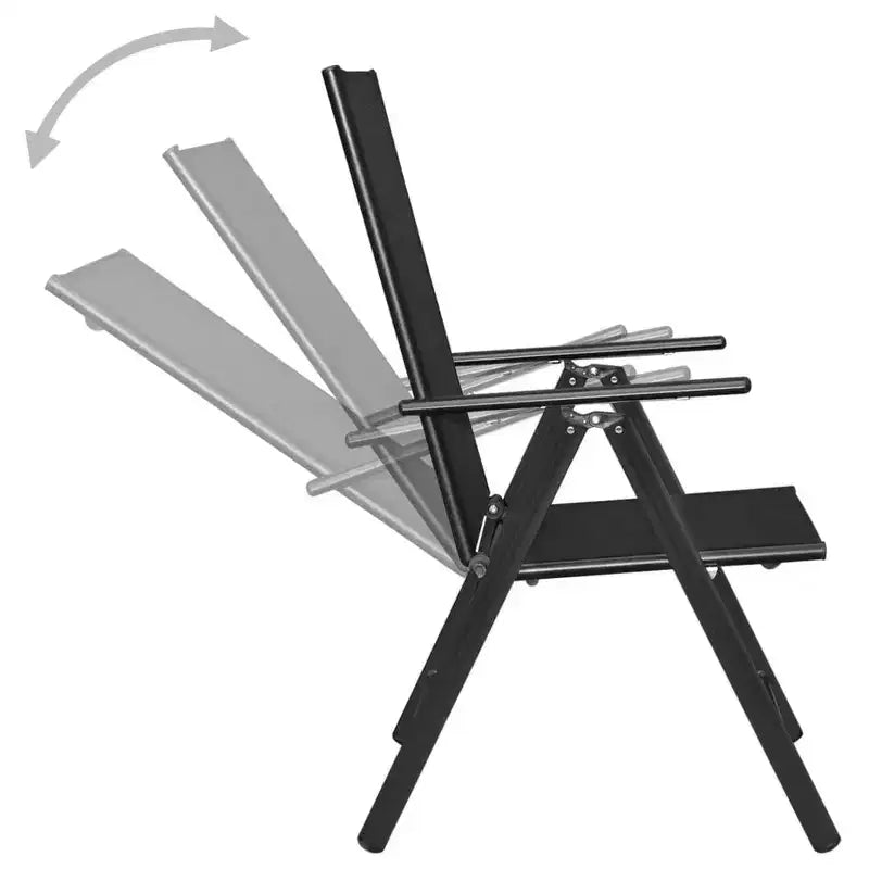 vidaXL Ensemble bistro Noir Aluminium thermolaqué, textilène, verre, acier