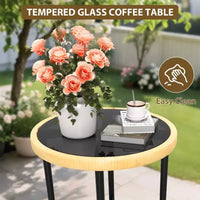 Ensemble de bistrot 3 pièces, salon de jardin, chaises d'extérieur modulables en osier toutes saisons avec table et coussins, pour jardin, patio, terrasse