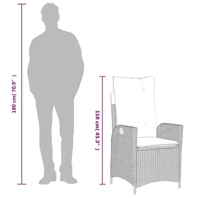 vidaXL Ensemble repas de patio avec coussins - Table et chaises, ensemble bistro en résine tressée - Gris Sans repose-pieds 8 pièces
