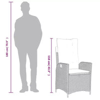 vidaXL Ensemble repas de patio avec coussins - Table et chaises, ensemble bistro en résine tressée - Gris Sans repose-pieds 8 pièces