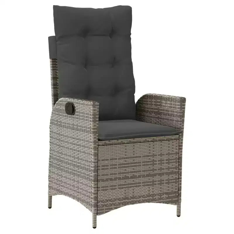 vidaXL Ensemble repas de patio avec coussins - Table et chaises, ensemble bistro en résine tressée - Gris Sans repose-pieds 8 pièces