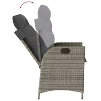 vidaXL Ensemble repas de patio avec coussins - Table et chaises, ensemble bistro en résine tressée - Gris Sans repose-pieds 8 pièces