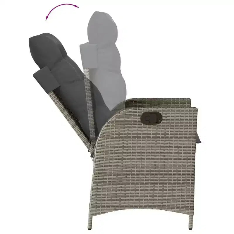 vidaXL Ensemble repas de patio avec coussins - Table et chaises, ensemble bistro en résine tressée - Gris Sans repose-pieds 8 pièces